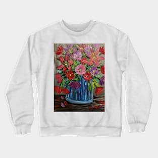 A beautiful bouquet flowers in a glass vase Crewneck Sweatshirt